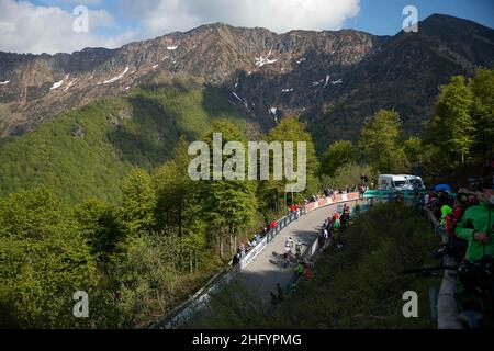 Alessandro Bremec/LaPresse 28 maggio 2021 Italia Sport Cycling giro d'Italia 2021 - edizione 104th - Stage 19 - da Abbiategrasso ad Alpe di Mera nella foto: Arrivo Foto Stock