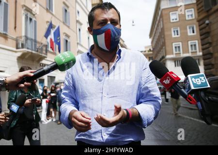 Cecilia Fabiano/ LaPresse 02 giugno 2021 Roma (Italia) Politica Matteo Salvini PRESS point nel Pic: Matteo Salvini Foto Stock