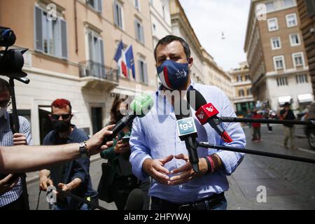 Cecilia Fabiano/ LaPresse 02 giugno 2021 Roma (Italia) Politica Matteo Salvini PRESS point nel Pic: Matteo Salvini Foto Stock