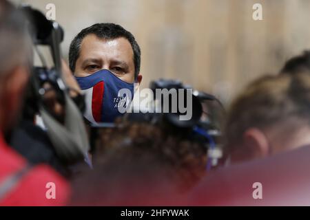 Cecilia Fabiano/ LaPresse 02 giugno 2021 Roma (Italia) Politica Matteo Salvini PRESS point nel Pic: Matteo Salvini Foto Stock