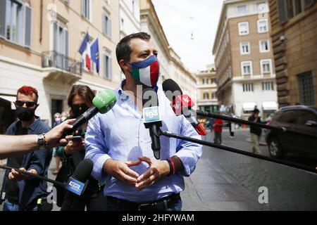 Cecilia Fabiano/ LaPresse 02 giugno 2021 Roma (Italia) Politica Matteo Salvini PRESS point nel Pic: Matteo Salvini Foto Stock