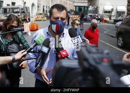 Cecilia Fabiano/ LaPresse 02 giugno 2021 Roma (Italia) Politica Matteo Salvini PRESS point nel Pic: Matteo Salvini Foto Stock