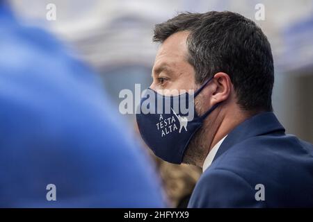Roberto Monaldo / LaPresse 09-06-2021 Roma (Italia) Conferenza stampa della Lega sul turismo accessibile nella foto Matteo Salvini Foto Stock