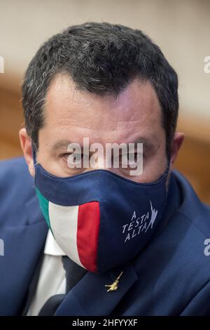 Roberto Monaldo / LaPresse 09-06-2021 Roma (Italia) Conferenza stampa della Lega sul turismo accessibile nella foto Matteo Salvini Foto Stock