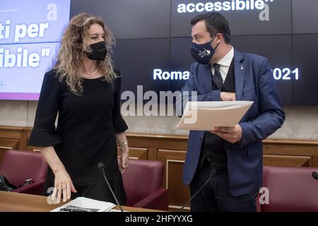 Roberto Monaldo / LaPresse 09-06-2021 Roma (Italia) Conferenza stampa del partito Lega sul turismo accessibile nella foto Erika Stefani, Matteo Salvini Foto Stock