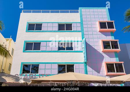 Hotel su Ocean Drive nel quartiere Art Deco di Miami Beach Florida USA Foto Stock