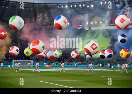 Alfredo Falcone - LaPresse 11/06/2021 Roma (Italia) Sport Soccer Turchia - Italia Campionato europeo di Calcio - Stadio Olimpico di Roma nella foto:coreografia Foto Stock