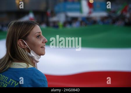 Cecilia Fabiano/ LaPresse Luglio 06 , 2021 Roma (Italia) Notizie : UEFA 2020 Italia Spagna nel Pic : Piazza del Popolo Foto Stock