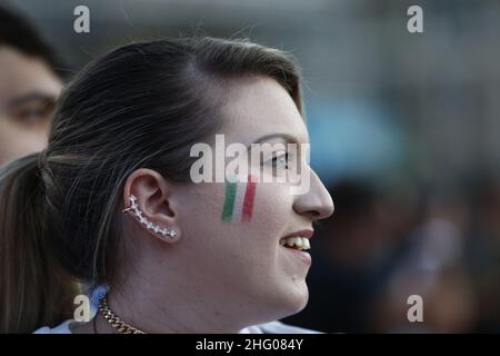 Cecilia Fabiano/ LaPresse Luglio 06 , 2021 Roma (Italia) Notizie : UEFA 2020 Italia Spagna nel Pic : Piazza del Popolo Foto Stock