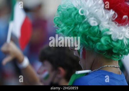 Cecilia Fabiano/ LaPresse Luglio 06 , 2021 Roma (Italia) Notizie : UEFA 2020 Italia Spagna nel Pic : Piazza del Popolo Foto Stock