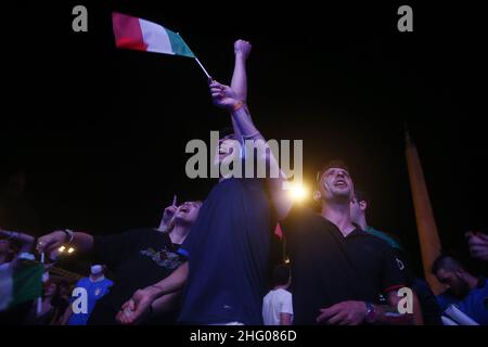 Cecilia Fabiano/ LaPresse Luglio 06 , 2021 Roma (Italia) Notizie : UEFA 2020 Italia Spagna nel Pic : Piazza del Popolo Foto Stock