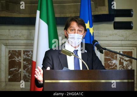 Mauro Scrobogna /LaPresse 12 luglio 2021 Roma, Italia Camera dei deputati Politica - INPS 2021 relazione annuale nella foto: Presidente dell'INPS Pasquale Tridico Foto Stock