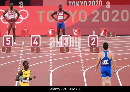 Alfredo Falcone - LaPresse 01/08/2021 Tokyo (Giappone) Sport i Giochi della XXXII Tokyo 2020 Olimpiadi Atletica nella foto:Filippo Tortu Foto Stock