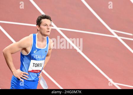 Alfredo Falcone - LaPresse 01/08/2021 Tokyo (Giappone) Sport i Giochi della XXXII Tokyo 2020 Olimpiadi Atletica nella foto:Filippo Tortu Foto Stock