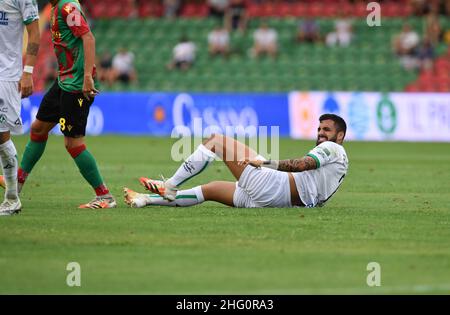 Foto Roberto Settonce/Andrea Pomponi/LaPresse08 Agosto 2021 Terni (TR), Italia sport calco Ternana vs Avellino - Coppa Italia 2021/2022 - Stadio libero nella foto: Bernadotto delusione Foto Roberto Settonce/Andrea Pomponi/LaPresseAgosto 08, 2021 Terni(TR), Italia sport soccer Ternana vs Avellino - la Coppa Liberati - 2021/2022 deiezione del bernadotto Foto Stock