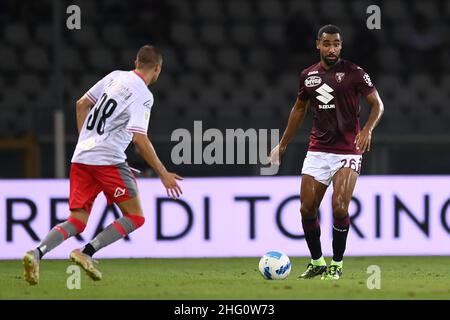 LaPresse - Fabio Ferrari 15 agosto 2021 Torino, Italia sport calcio ESCLUSIVO TORINO FC Torino FC vs Cremonese - Italia TIM Cup 2021/2022 -primo round- Stadio Olimpico Grande Torino. Nella foto:Djidji(Torino FC) Foto Stock