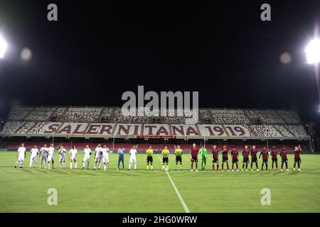 Alessandro Garofalo/LaPresse 16 agosto 2021 Salerno, Italia sport soccer Salernitana vs Reggina- Coppa Italia 2021/2022 - Stadio Arechi nella foto: Line up Foto Stock