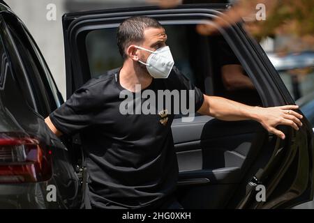 Claudio Furlan/LaPresse 20 agosto 2021 Milano , Italia News Sport Soccer Nuova acquisizione di AC Milan Alessandro Florenzi alla clinica Madonnina per esami medici Foto Stock