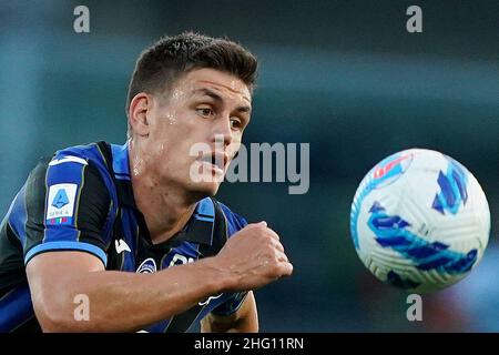 Spada/LaPresse Agosto 28 , 2021 -, Bergamo Sport, Calcio Atalanta vs Bologna - Campionato Italiano Serie A Calcio 2021/2022 - Stadio Gewis nella foto: joakim mahele Foto Stock