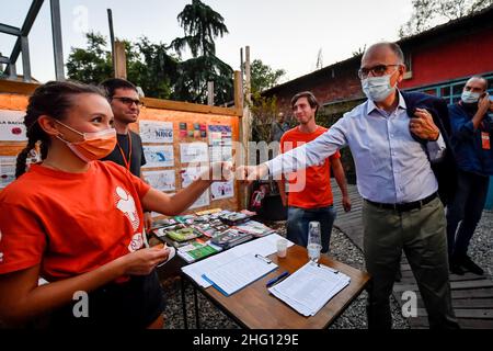 Claudio Furlan/LaPresse 29 agosto 2021 Milano , Italia News Secretario del Partito democratico Enrico letta alla Festa dell'Unità Foto Stock