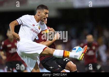 Alessandro Garofalo/LaPresse 29 agosto 2021 Salerno, Italia sport soccer Salernitana vs Roma - Campionato Italiano Calcio League A 2021/2022 - Stadio Arechi. Nella foto: Lorenzo Pellegrini (COME Roma) Foto Stock