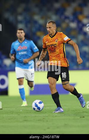 Alessandro Garofalo/LaPresse 06 settembre 2021 Napoli, Italia sport soccer Napoli vs Benevento - friendly - Diego Armando Maradona Stadium. Nella foto: Riccardo iminta (Benevento Calcio) Foto Stock