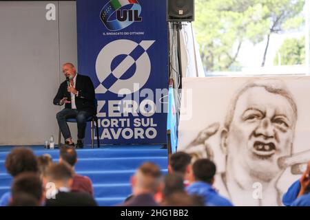 Foto Luigi Rega - LaPresse politica 10-09-2021 Cesenatico Uil Camp 2021 - Week end di formazione Sindacale - Cesenatico Camping Village - nella Foto: Stefano Bonaccini - Presidente della Regione Emilia-Romagna Foto Luigi Rega - LaPresse News 10-09-2021 Cesenatico Uil Camp 2021 nella foto:Stefano Bonaccini Foto Stock