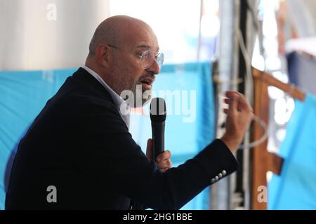 Foto Luigi Rega - LaPresse politica 10-09-2021 Cesenatico Uil Camp 2021 - Week end di formazione Sindacale - Cesenatico Camping Village - nella Foto: Stefano Bonaccini - Presidente della Regione Emilia-Romagna Foto Luigi Rega - LaPresse News 10-09-2021 Cesenatico Uil Camp 2021 nella foto:Stefano Bonaccini Foto Stock