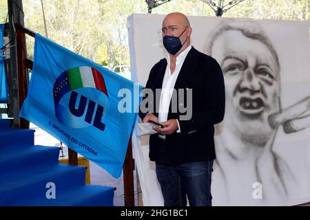 Foto Luigi Rega - LaPresse politica 10-09-2021 Cesenatico Uil Camp 2021 - Week end di formazione Sindacale - Cesenatico Camping Village - nella Foto: Stefano Bonaccini - Presidente della Regione Emilia-Romagna Foto Luigi Rega - LaPresse News 10-09-2021 Cesenatico Uil Camp 2021 nella foto:Stefano Bonaccini Foto Stock