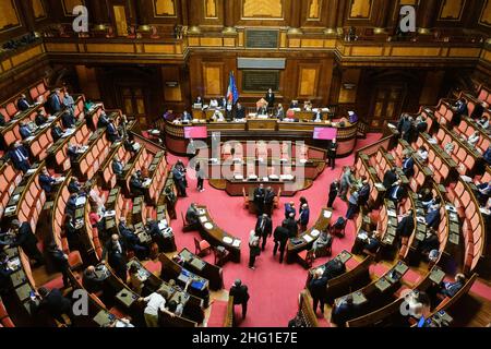 Mauro Scrobogna /LaPresse 15 settembre 2021&#xa0; Roma, Italia Senato - DL Green pass nella foto: Voto di fiducia sul DL Green pass Foto Stock