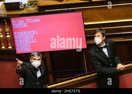 Mauro Scrobogna /LaPresse 15 settembre 2021&#xa0; Roma, Italia Senato - DL Green pass nella foto: Voto di fiducia sul DL Green pass Foto Stock