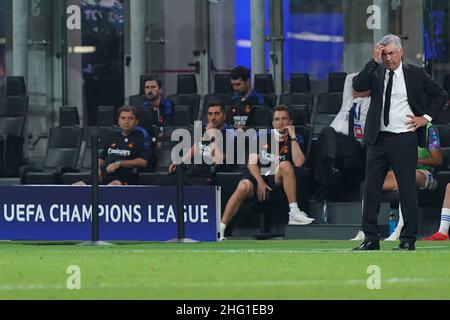 Spada/LaPresse Settembre 15 , 2021 - Milan, Italy Sport, Soccer Inter vs Real Madrid - UEFA Champions League 2021/2022 - palcoscenico di gruppo Stadio San Siro nella foto: Carlo Ancelotti Foto Stock