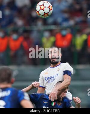 Spada/LaPresse Settembre 15 , 2021 - Milan, Italy Sport, Soccer Inter vs Real Madrid - UEFA Champions League 2021/2022 - palcoscenico di gruppo Stadio San Siro nella foto: Karim Benzema Foto Stock