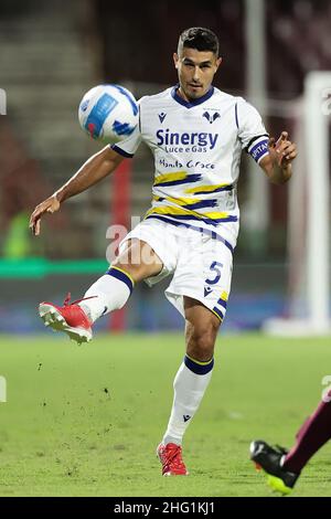 Alessandro Garofalo/LaPresse 22 settembre 2021 Salerno, Italia sport soccer Salernitana vs Hellas Verona - Campionato Italiano Calcio League A 2021/2022 - Stadio Arechi. Nella foto: Davide Faraoni (Hellas Verona FC) Foto Stock