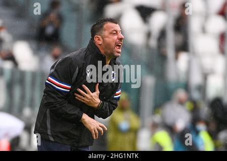 Marco Alpozzi/LaPresse 26 settembre 2021 Torino, Italia sport soccer Juventus Vs Sampdoria - Campionato Italiano Calcio League A TIM 2021/2022 - Stadio Allianz nella foto: Roberto D'Aversa (UC Sampdoria); Foto Stock