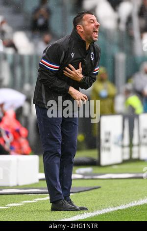 Marco Alpozzi/LaPresse 26 settembre 2021 Torino, Italia sport soccer Juventus Vs Sampdoria - Campionato Italiano Calcio League A TIM 2021/2022 - Stadio Allianz nella foto: Roberto D'Aversa (UC Sampdoria); Foto Stock