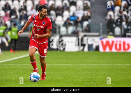 Marco Alpozzi/LaPresse 26 settembre 2021 Torino, Italia sport soccer Juventus Vs Sampdoria - Campionato Italiano Calcio League A TIM 2021/2022 - Stadio Allianz nella foto: Antonio Candreva (UC Sampdoria); Foto Stock