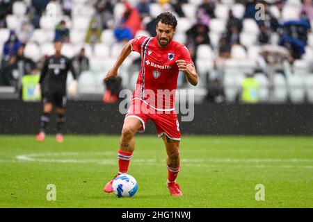 Marco Alpozzi/LaPresse 26 settembre 2021 Torino, Italia sport soccer Juventus Vs Sampdoria - Campionato Italiano Calcio League A TIM 2021/2022 - Stadio Allianz nella foto: Antonio Candreva (UC Sampdoria); Foto Stock