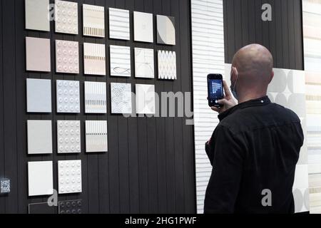 Michele Nucci/LaPresse 27 settembre 2021 - Bologna, Italia News Cersaie, la più importante mostra mondiale di piastrelle ceramiche e arredi per bagno, torna al Centro Espositivo di Bologna dal 27 settembre al 1 ottobre 2021 Foto Stock