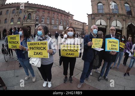 Michele Nucci/LaPresse 27 settembre 2021 - Bologna News dimostrazione di Amnesty International in solidarietà a Patrick Zaki, studente dell'Università di Bologna detenuto in Egitto. Foto Stock