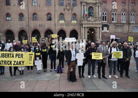 Michele Nucci/LaPresse 27 settembre 2021 - Bologna News dimostrazione di Amnesty International in solidarietà a Patrick Zaki, studente dell'Università di Bologna detenuto in Egitto. Foto Stock