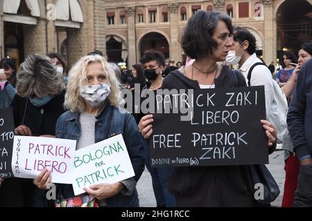 Michele Nucci/LaPresse 27 settembre 2021 - Bologna News dimostrazione di Amnesty International in solidarietà a Patrick Zaki, studente dell'Università di Bologna detenuto in Egitto. Foto Stock