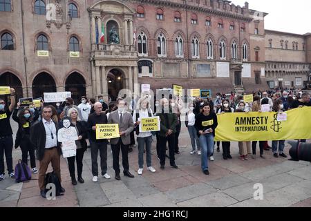 Michele Nucci/LaPresse 27 settembre 2021 - Bologna News dimostrazione di Amnesty International in solidarietà a Patrick Zaki, studente dell'Università di Bologna detenuto in Egitto. Foto Stock