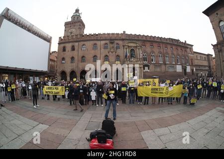 Michele Nucci/LaPresse 27 settembre 2021 - Bologna News dimostrazione di Amnesty International in solidarietà a Patrick Zaki, studente dell'Università di Bologna detenuto in Egitto. Foto Stock