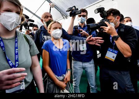 Claudio Furlan/LaPresse 28 settembre 2021 Milano News arrivo dell’attivista ambientale Greta Thunberg alla conferenza del Youth4Climate Foto Stock