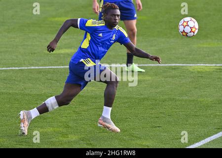 LaPresse - Fabio Ferrari 28 settembre 2021 Torino, Italia sport soccer sessione di allenamento della Juventus FC prima della partita Juventus FC vs Chelsea - UEFA Champions League 2021/2022 - fase di gruppo - Gruppo H - 2/6 - Stadio Allianz. Nel pic:Kean Foto Stock