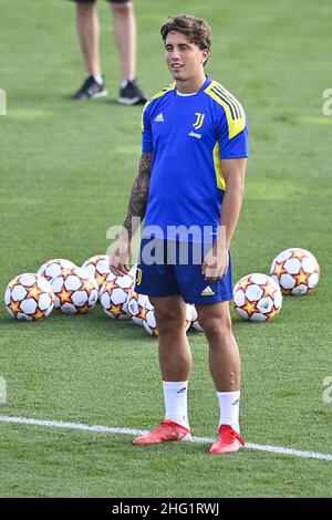 LaPresse - Fabio Ferrari 28 settembre 2021 Torino, Italia sport soccer sessione di allenamento della Juventus FC prima della partita Juventus FC vs Chelsea - UEFA Champions League 2021/2022 - fase di gruppo - Gruppo H - 2/6 - Stadio Allianz. Nella foto: Pellegrini Foto Stock