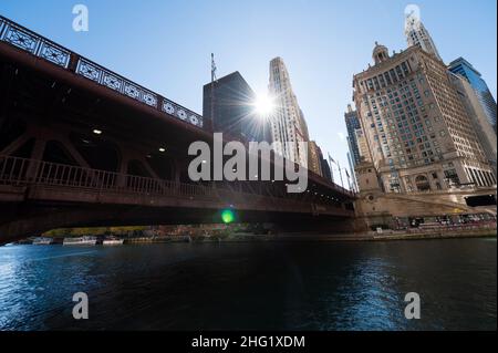 Ottobre 22, 2020- Chicago edifici al tramonto. Chicago City Foto Stock