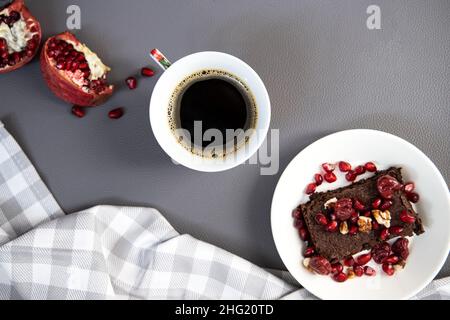 Ancora vita con caffè e brownie Foto Stock