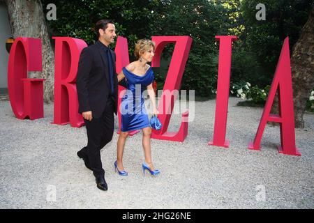 Maurizio Vanadia e Marina Berlusconi in festa per la rivista Grazia a villa Necchi Campiglio, Milano Foto Stock